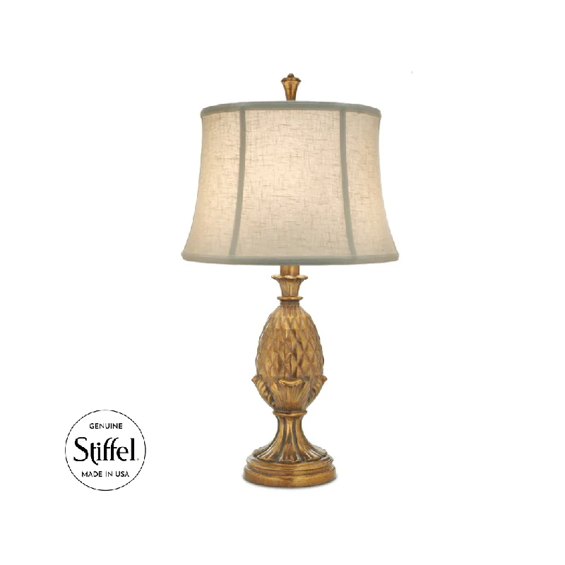 Stiffel Polished Honey Cream Aberdeen Softback Brass Metal Table Lamp