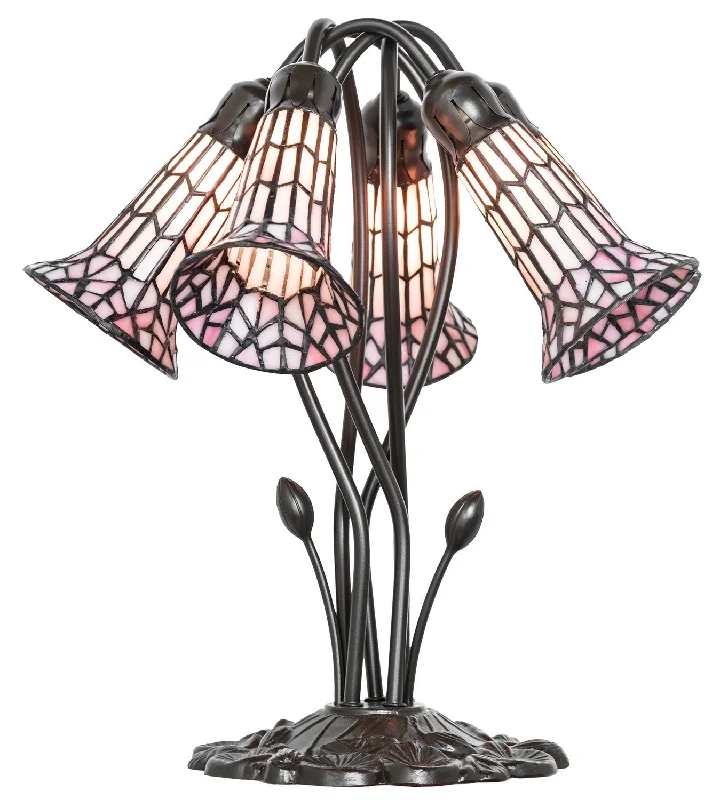 Stained Glass Pond Lily Five Light Table Lamp