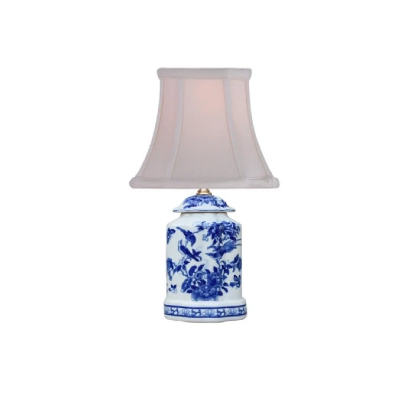 Blue & White Porcelain Oval Jar Mini Lamp