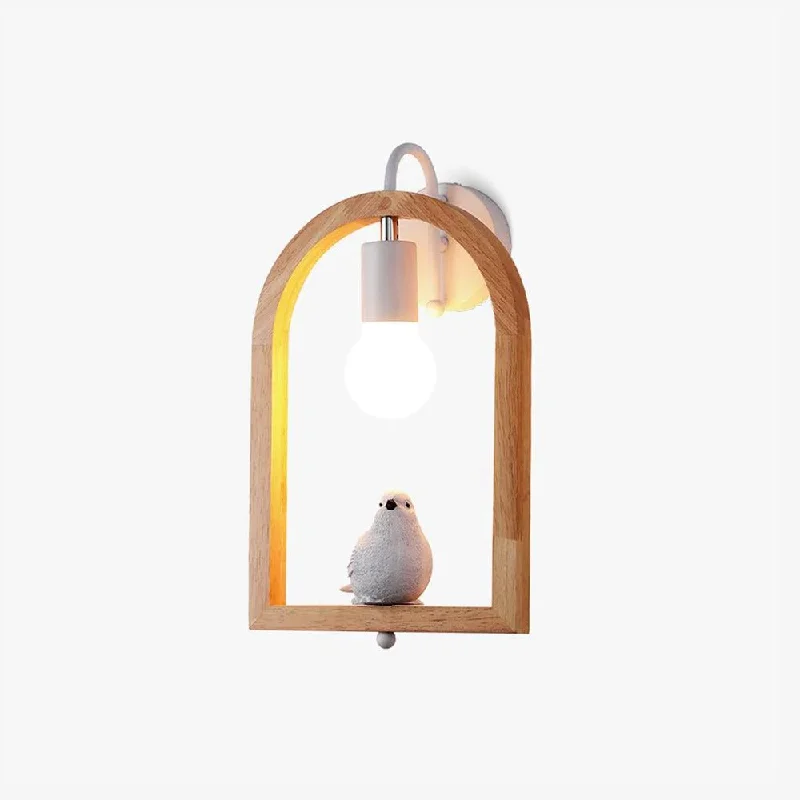 Wood Bird Resin Wall Light