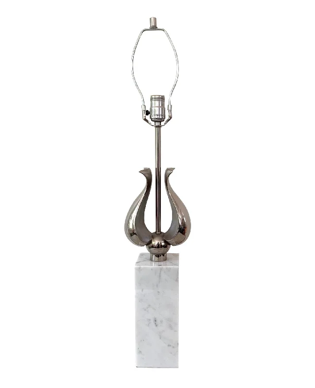 Mid-Century Italian Carrara Marble Table Lamp