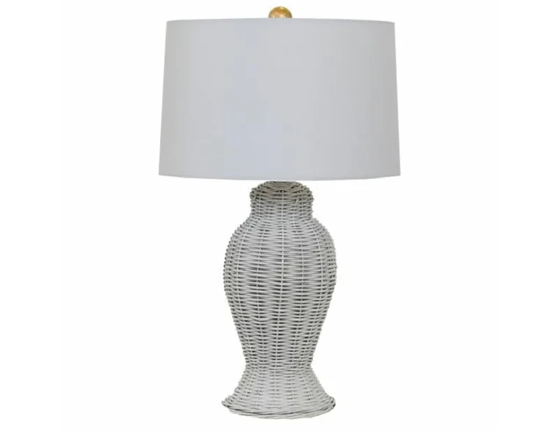 Worlds Away Manolo White Rattan Table Lamp