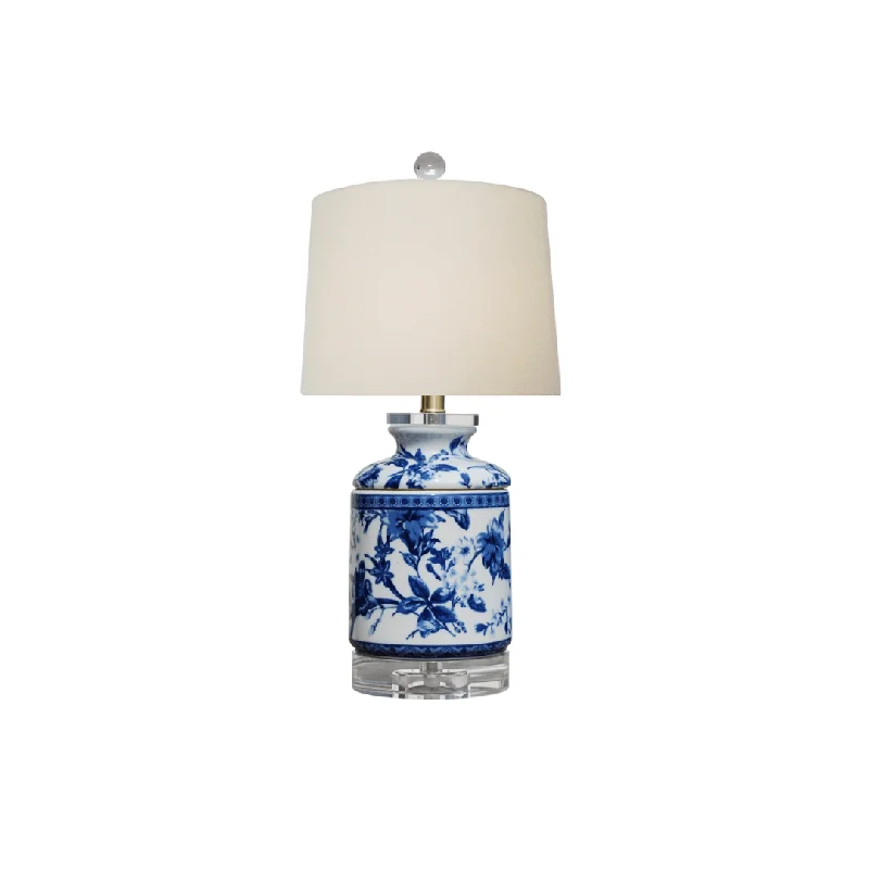 Blue & White Porcelain Chrysanthemum Cover Jar Mini Lamp