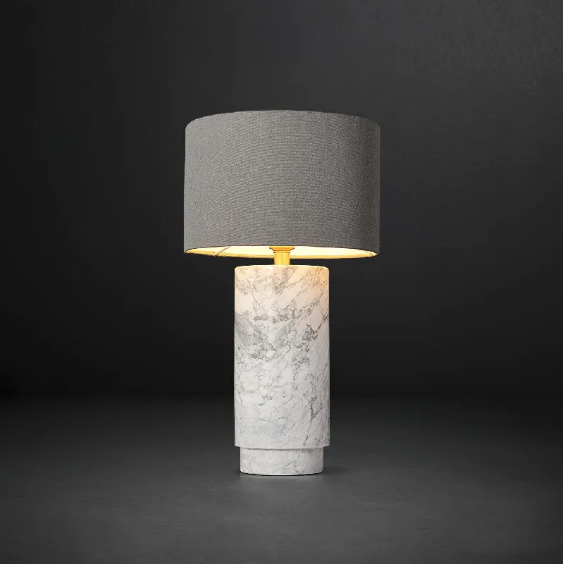 White Marble+Grey Lampshade