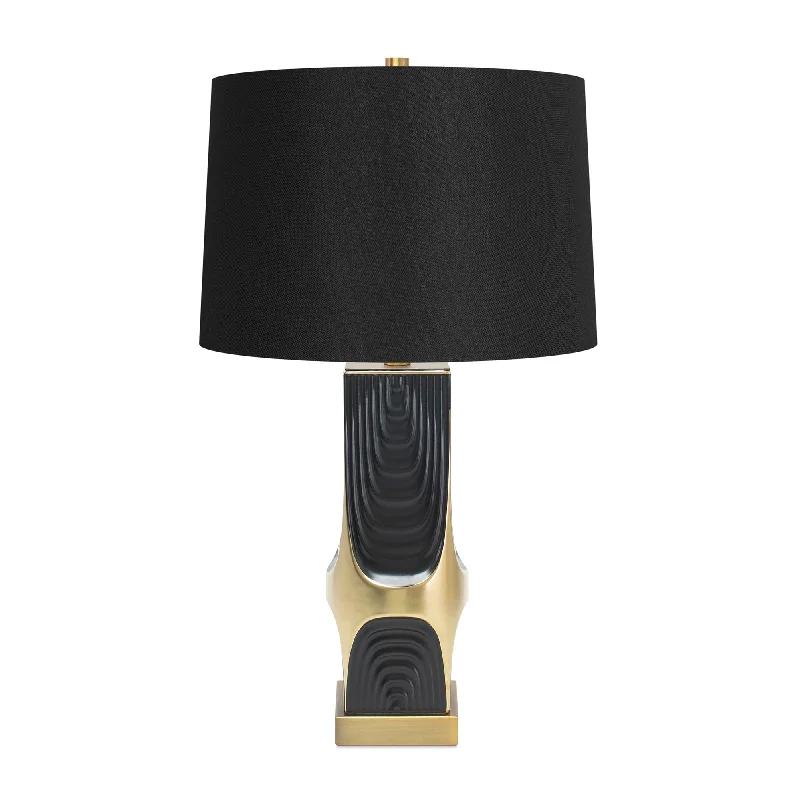 Black and Gold Drape Table Lamp-with 14x16x10 Black Linen Shade