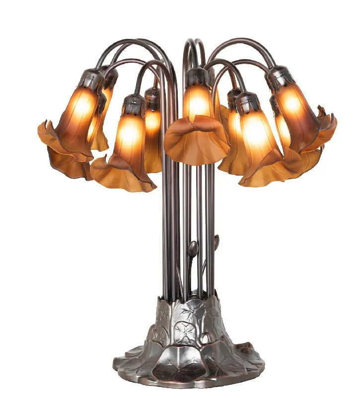 Dark Amber Tiffany Pond Lily 12 Light Table Lamp