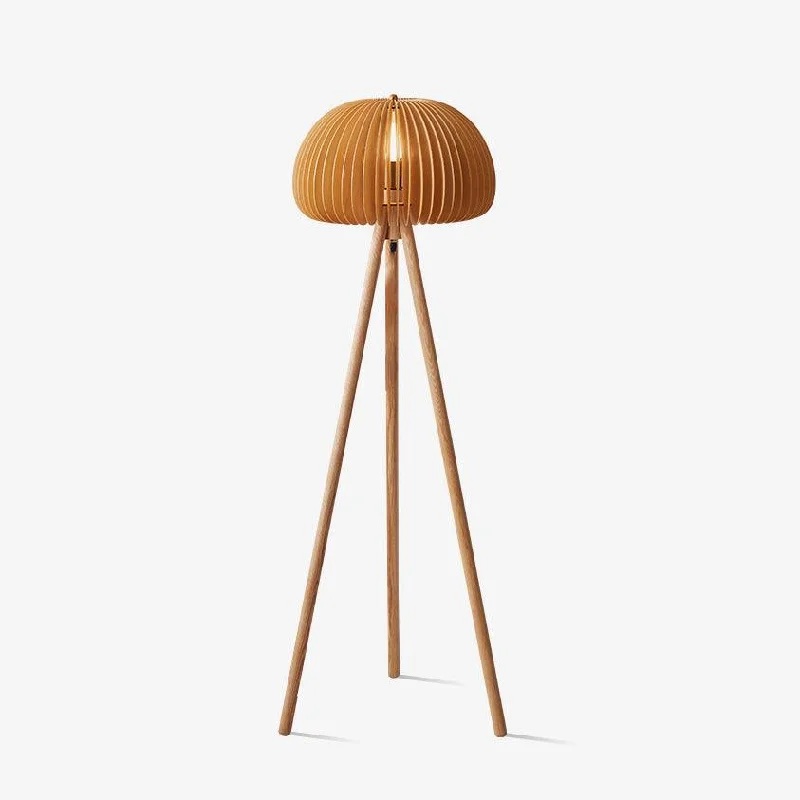 Wooden Pumpkin Floor Lamp