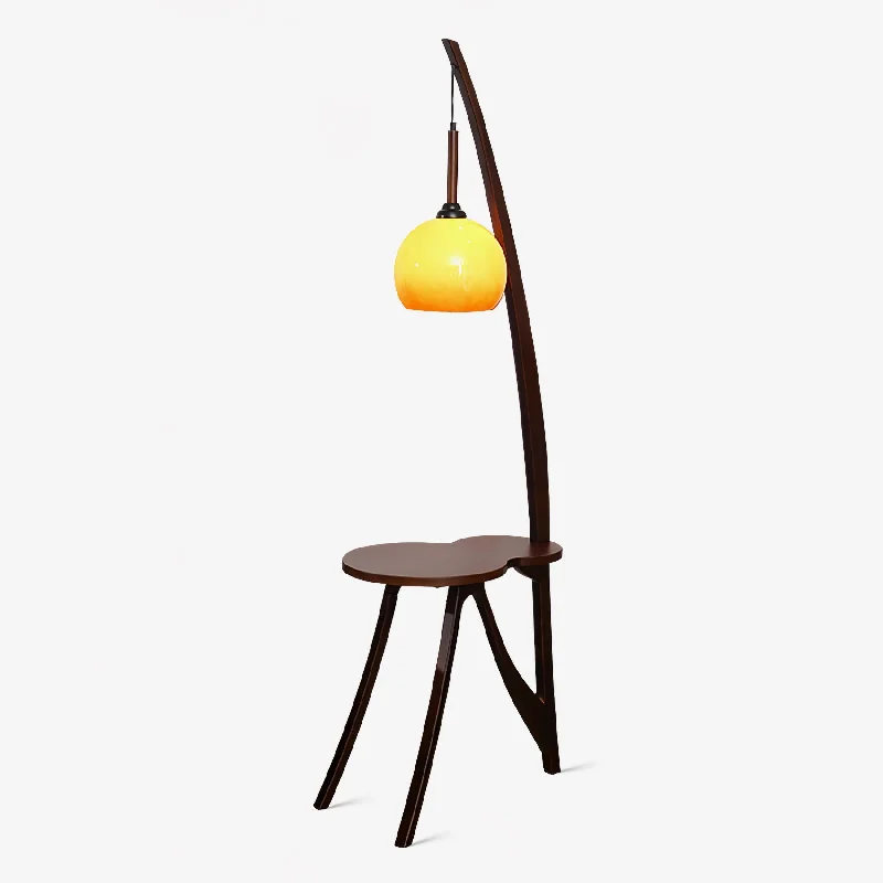 Arc Wood Hanging Floor Lamp