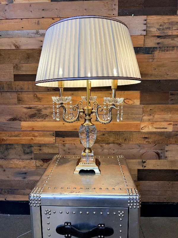 Crystal Brass Table Lamp 3-Light Brass Lamps