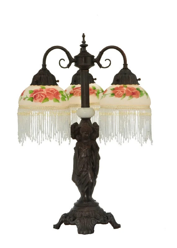 Rose Bouquet Three Light Table Lamp