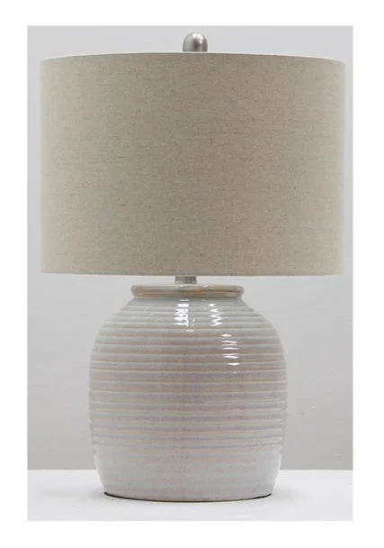 Table Lamp One Light Table Lamp in White Ceramic/Brushed Polished Nickel