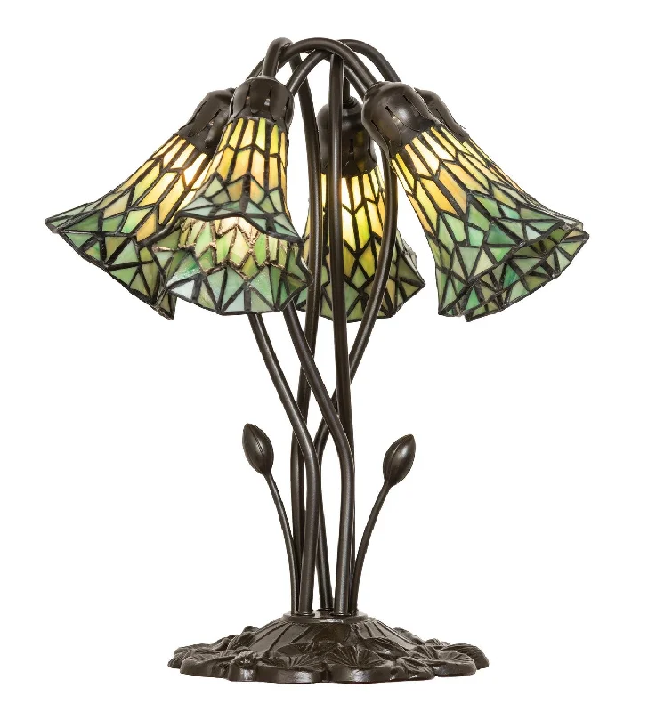 Stained Glass Pond Lily Five Light Table Lamp