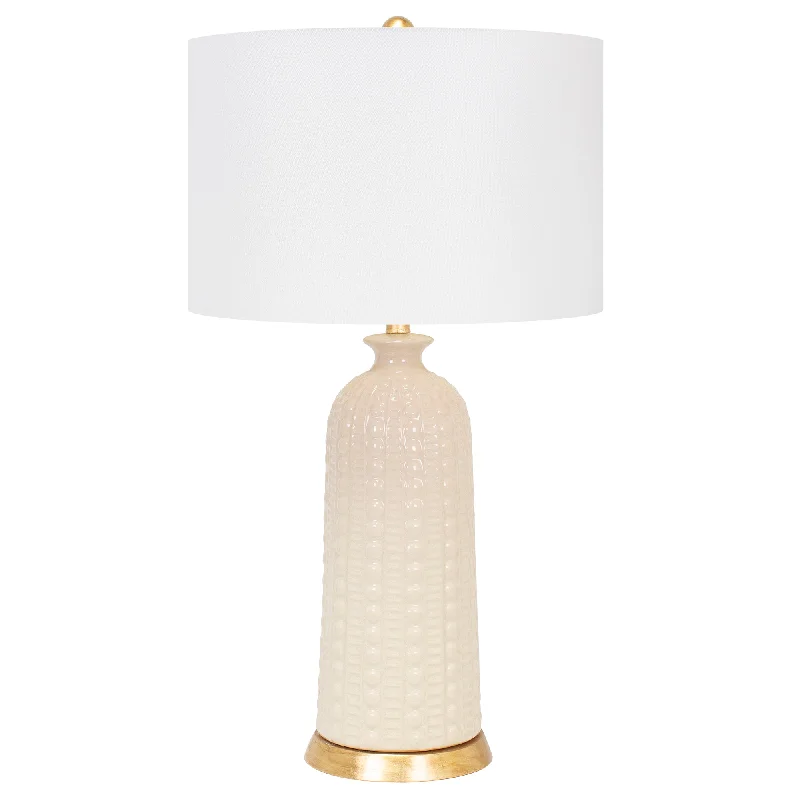 Off-White Melrose Table Lamp-with 17x17x11 White Classic Linen Shade