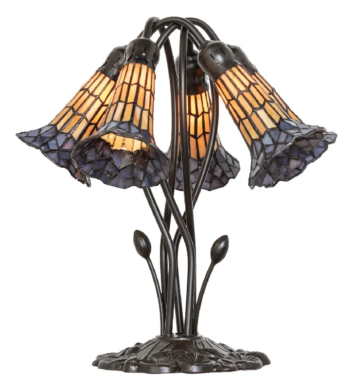 Stained Glass Pond Lily Five Light Table Lamp