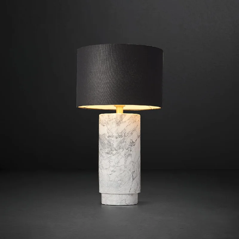 White Marble+Black Lampshade