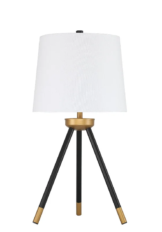 Table Lamp One Light Table Lamp in Painted Black/Painted Gold