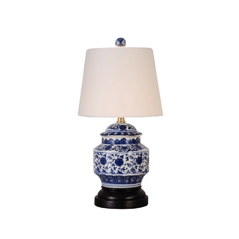 Blue & White Porcelain Mini Temple Table Lamp