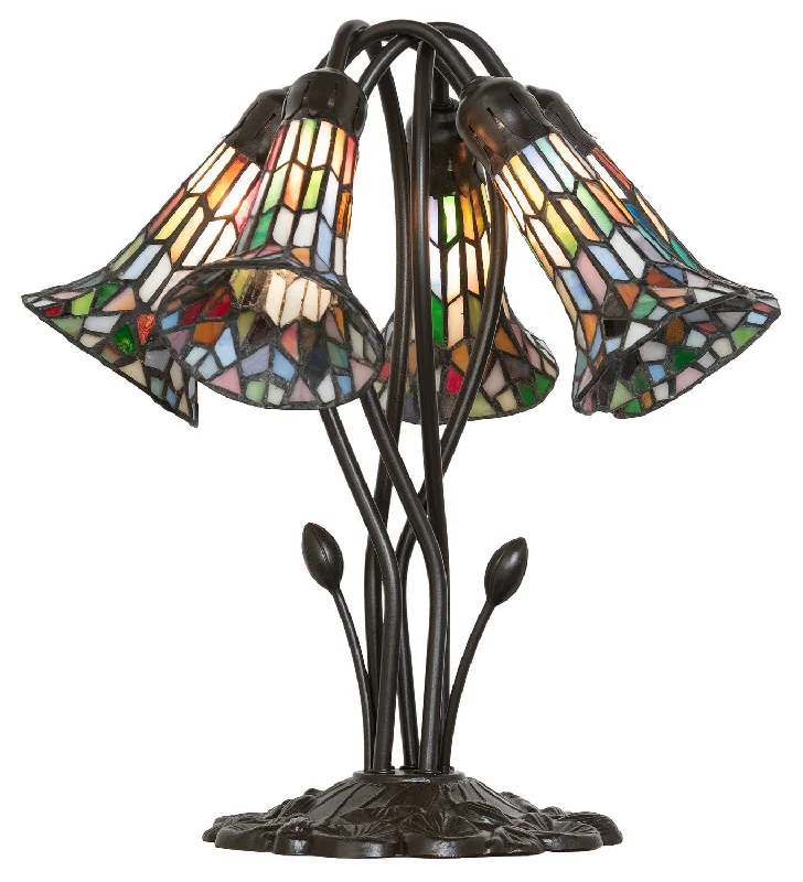 Stained Glass Pond Lily Five Light Table Lamp