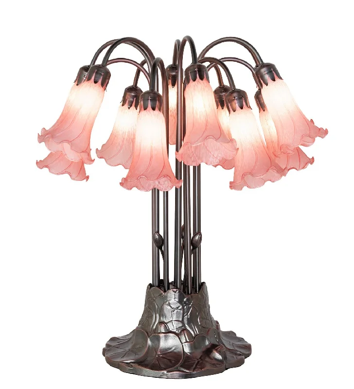 Pink Tiffany Pond Lily 12 Light Table Lamp