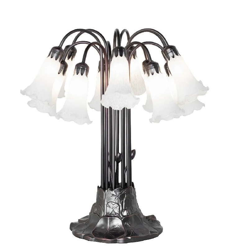 White Tiffany Pond Lily 12 Light Table Lamp