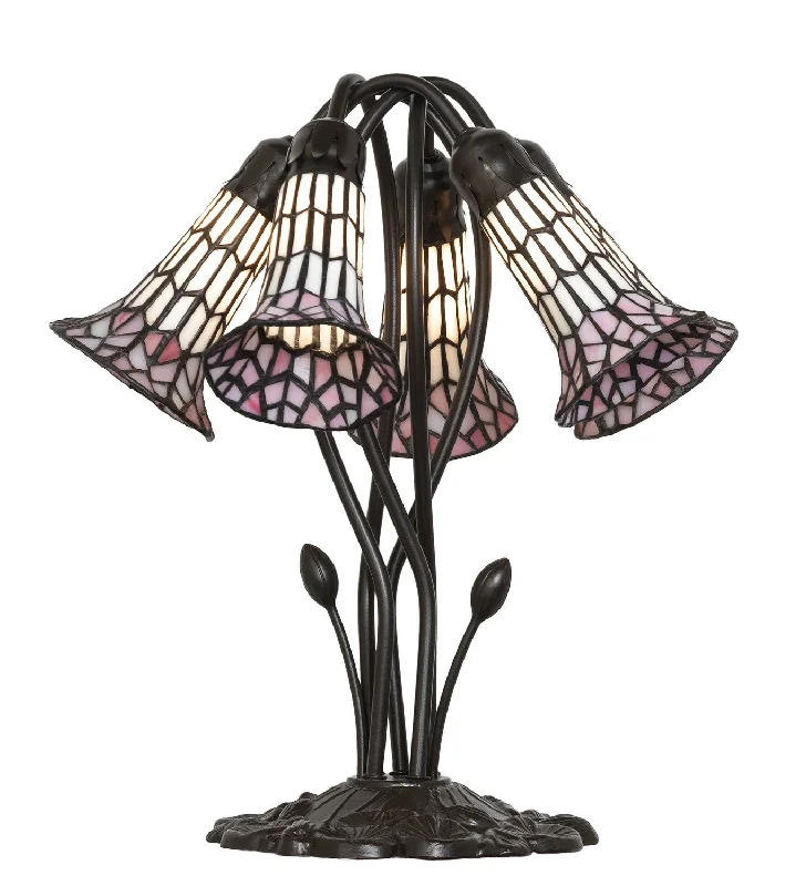 Stained Glass Pond Lily Five Light Table Lamp